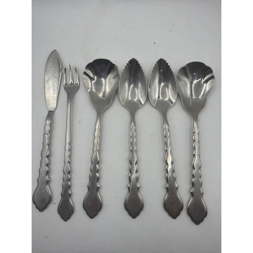 Oneida CELLO Assessory pieces set of 6 silverware grapefruit spoon seafood fork